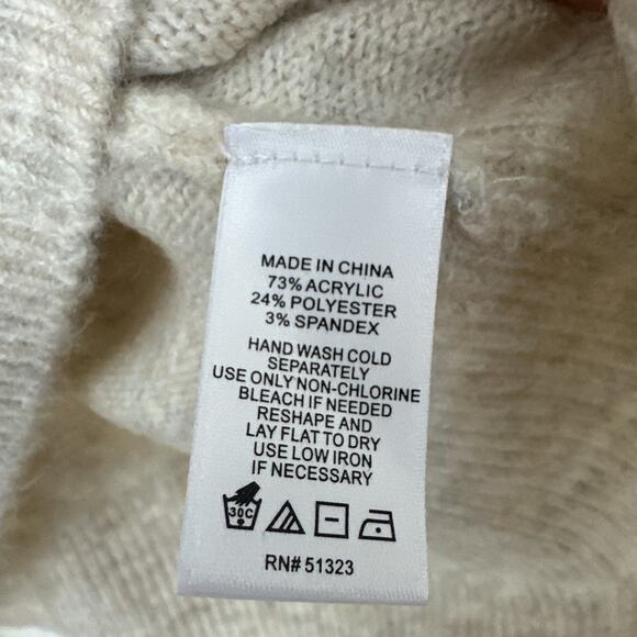 Cece Womans Sweater Top Tan Large Solid Long Sleeve V Neck Pullover NWT - Picture 3 of 7